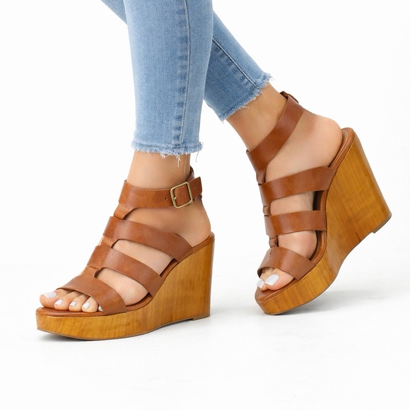 [Lucky Brand] Leather Caged Platform Sandals